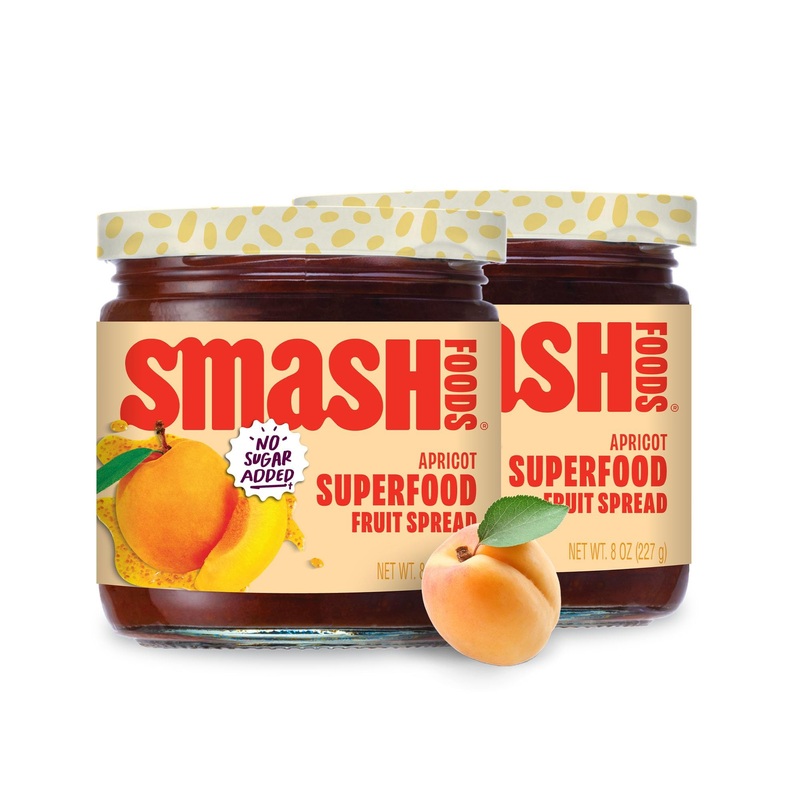 Smash Foods Apricot Jam | Low-Calorie, No Sugar Added Keto Jam With Upcycled Fruit & Chia Seeds | Vegan, Paleo Superfood Fruit S