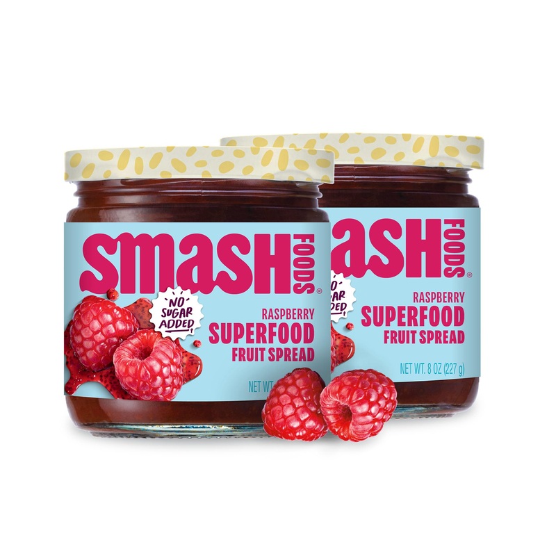 Smash Foods Raspberry Jam | Low-Calorie, No Sugar Added Keto Jam With Upcycled Fruit & Chia Seeds | Vegan, Paleo Superfood Fruit