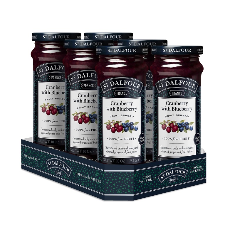 St. Dalfour Cranberry With Blueberry Fruit Spread – 10Oz – 100% From Fruit, No Artificial Ingredients, Non-Gmo, No Cane Sugars,