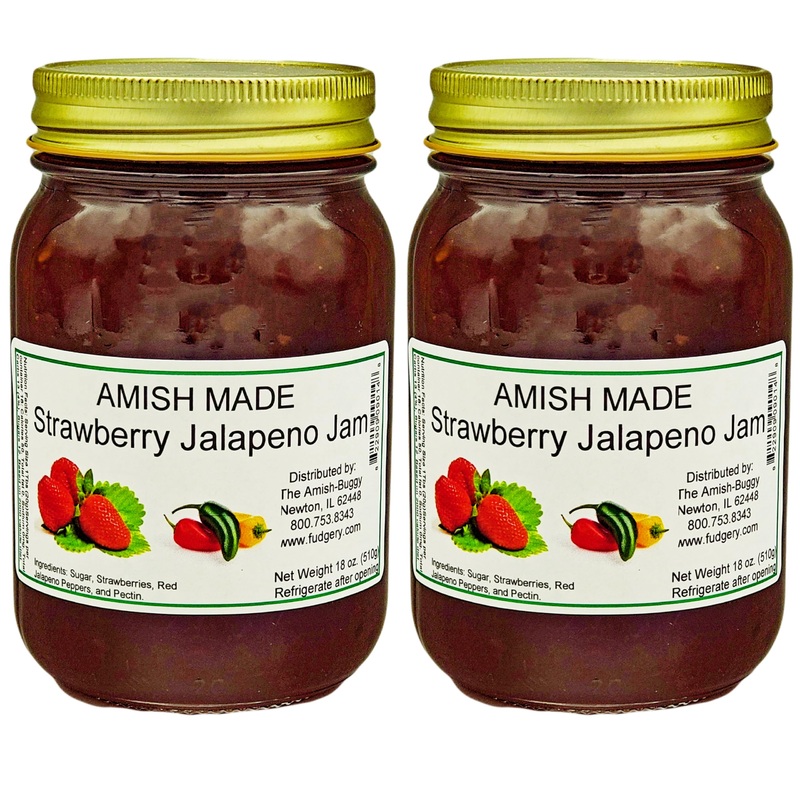 Amish Strawberry Jalapeno Jam – Two 18 Oz Jars