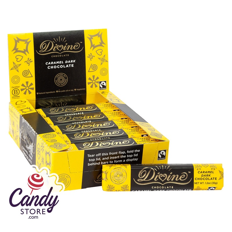 Divine Caramel Dark Chocolate 1.2oz Snack Bar – 18ct