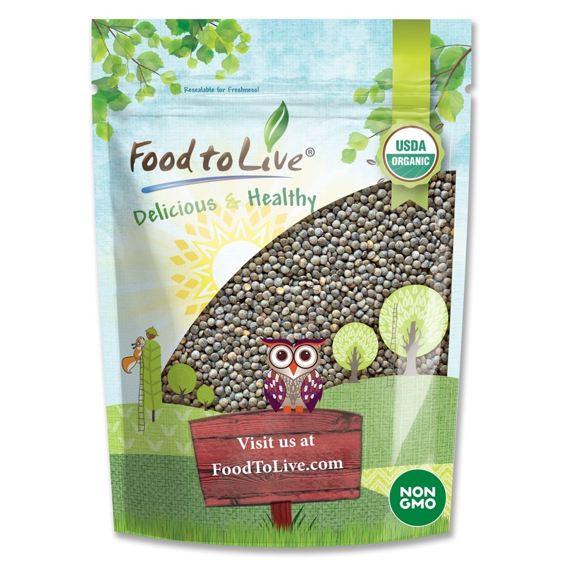 Food To Live Organic French Green Lentils, 8 Ounces – Non-Gmo, Whole Dry Beans, Raw, Sproutable, Vegan, Kosher, Bulk. Rich In Fo