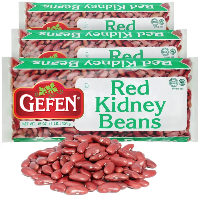 Gefen Dry Red Kidney Beans, 16Oz Bag (3 Pack) Premium Quality | Great For Chili, Salads, Soups & Salsa | Certified Kosher
