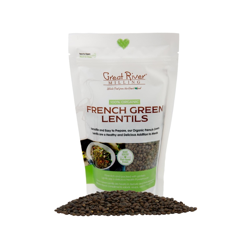 Great River Milling Organic French Green Lentils | Plant Based Organic Protein | Gluten Free | Kosher | Vegan | Organic Fiber |