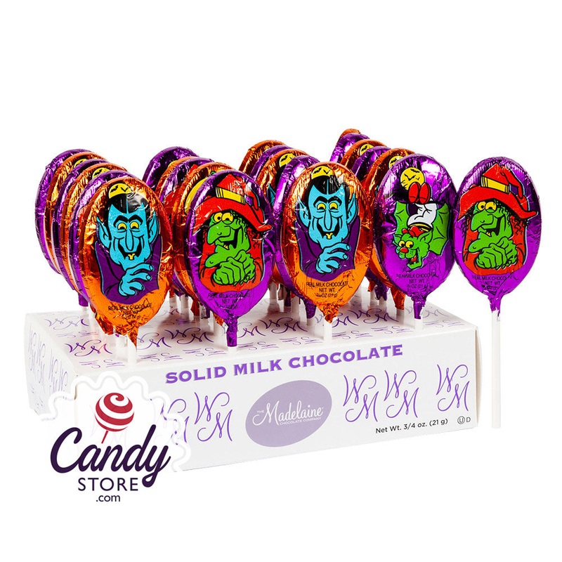 Madelaine Milk Chocolate Foiled Halloween Monster 0.75oz Lollipop – 144ct