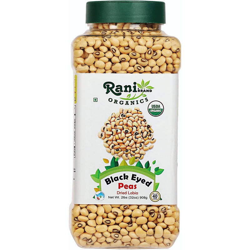 Rani Organic Black Eyed Peas (Dried Lobia) 32Oz (2Lbs) 908G Pet Jar ~ All Natural | Vegan | Gluten Friendly | Non-Gmo | Indian O