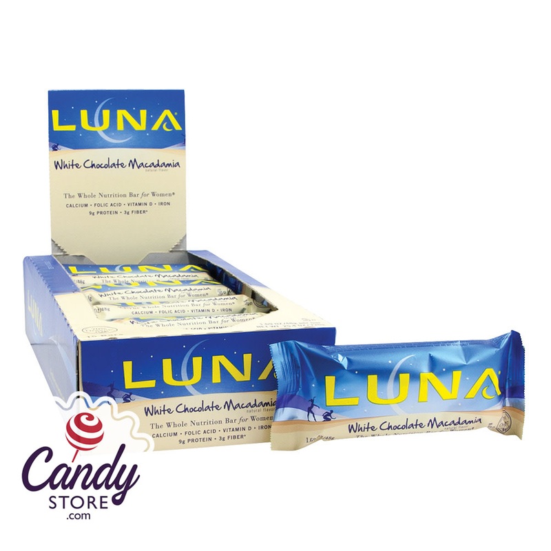 Luna White Chocolate Macadamia 1.6oz Bar – 15ct