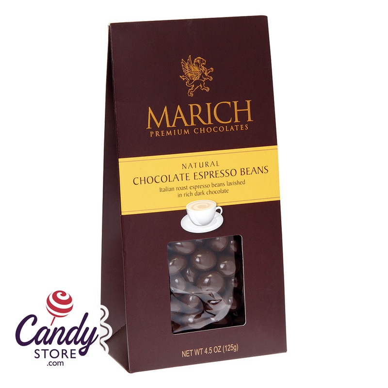 Marich Chocolate Espresso Beans 4.25oz Gable Box – 12ct