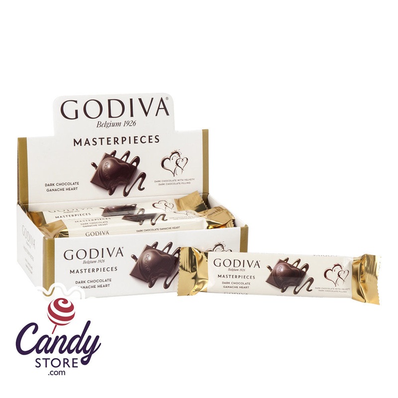 Masterpiece Dark Godiva Chocolate Ganache Heart 1oz Bar – 12ct