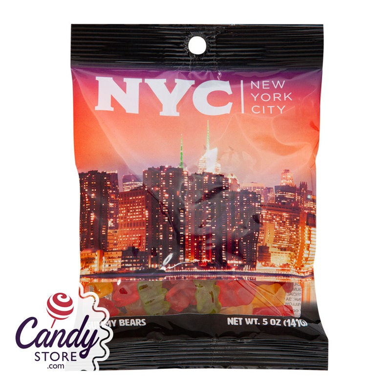 NYC Souvenir Skylne At Dusk 5oz Digibag With Gummy Bears – 24ct