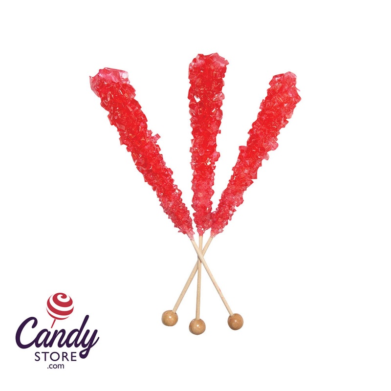 Unwrapped Strawberry Rock Candy 6 1/2 Inch Stick Dryden & Palmer – 120ct