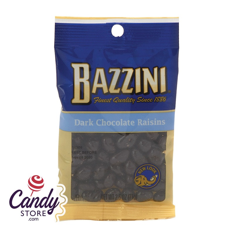 Bazzini Dark Chocolate Raisins 2.75oz Peg Bags – 12ct