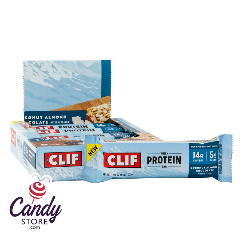 Clif Coconut Almond Chocolate Whey Protein 1.98oz Bar – 8ct