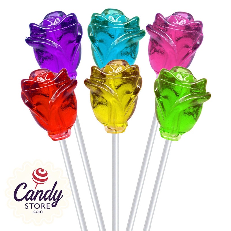 Fancy Pops Roses Assorted Color Lollipops – 100ct