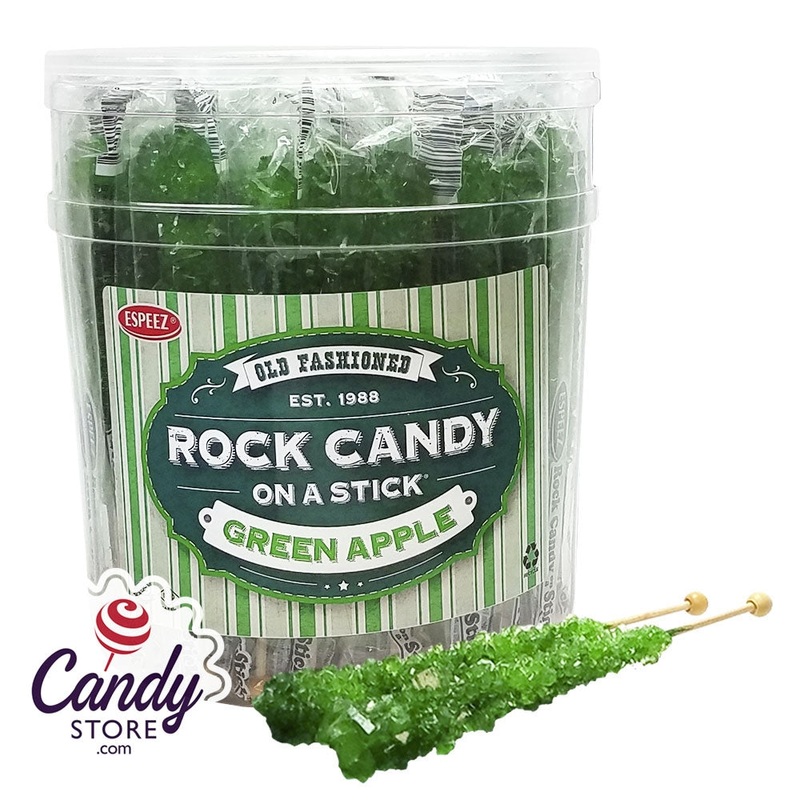 Green Apple Rock Candy Crystal Sticks – 36ct Jar