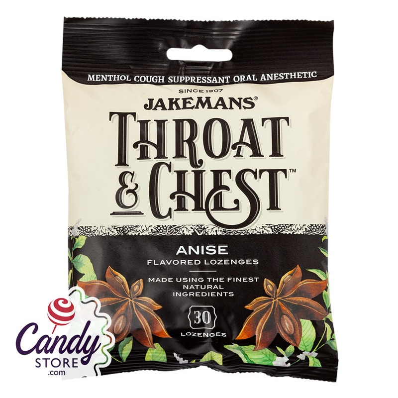 Jakemans Throat & Chest Anise Cough Drops 30 Pc 4oz Peg Bag – 12ct