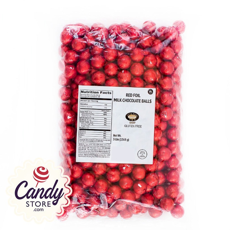Red Foil Chocolate Balls – 2lb Bulk