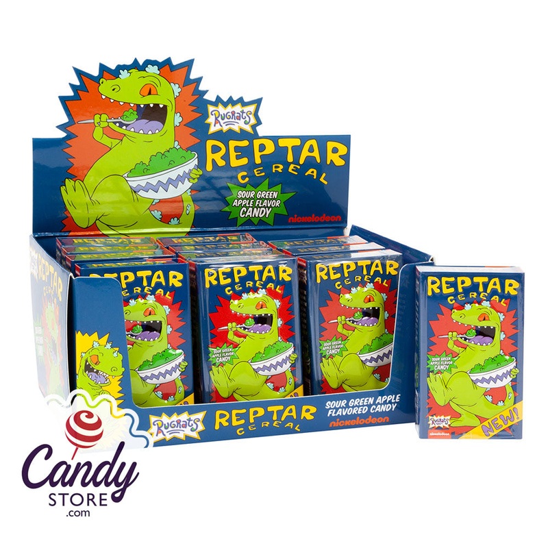 Rugrats Reptar Cereal Sour Green Apple Candy – 12ct Tins