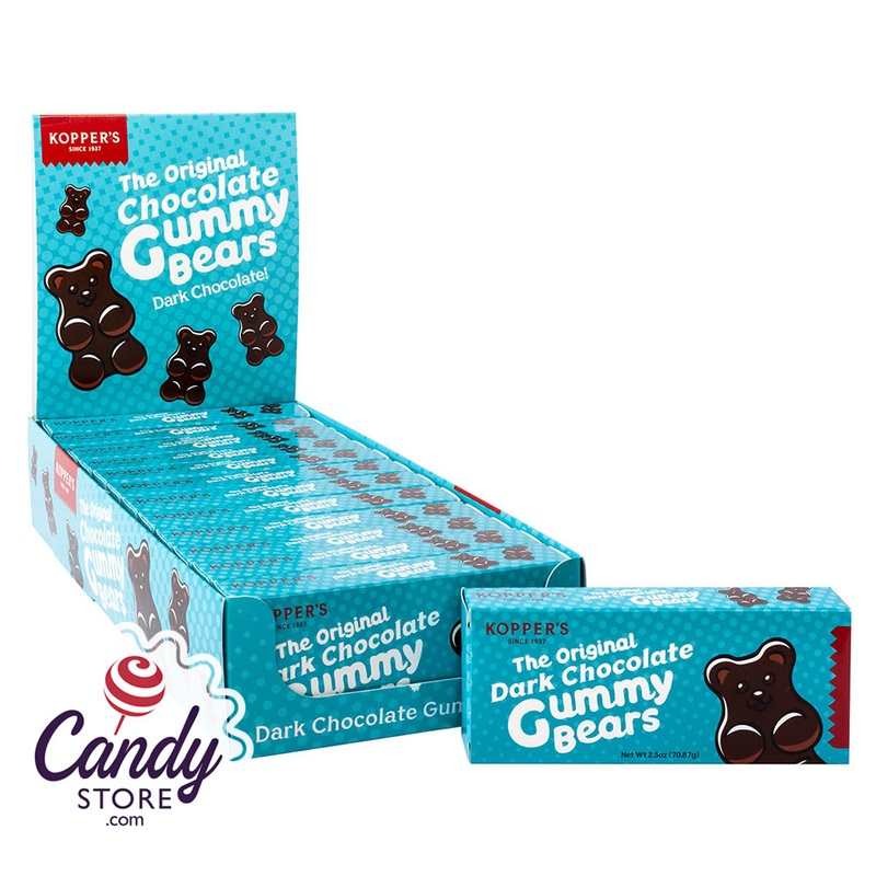 Dark Chocolate Gummy Bears 2.5oz Theater Box Koppers – 12ct