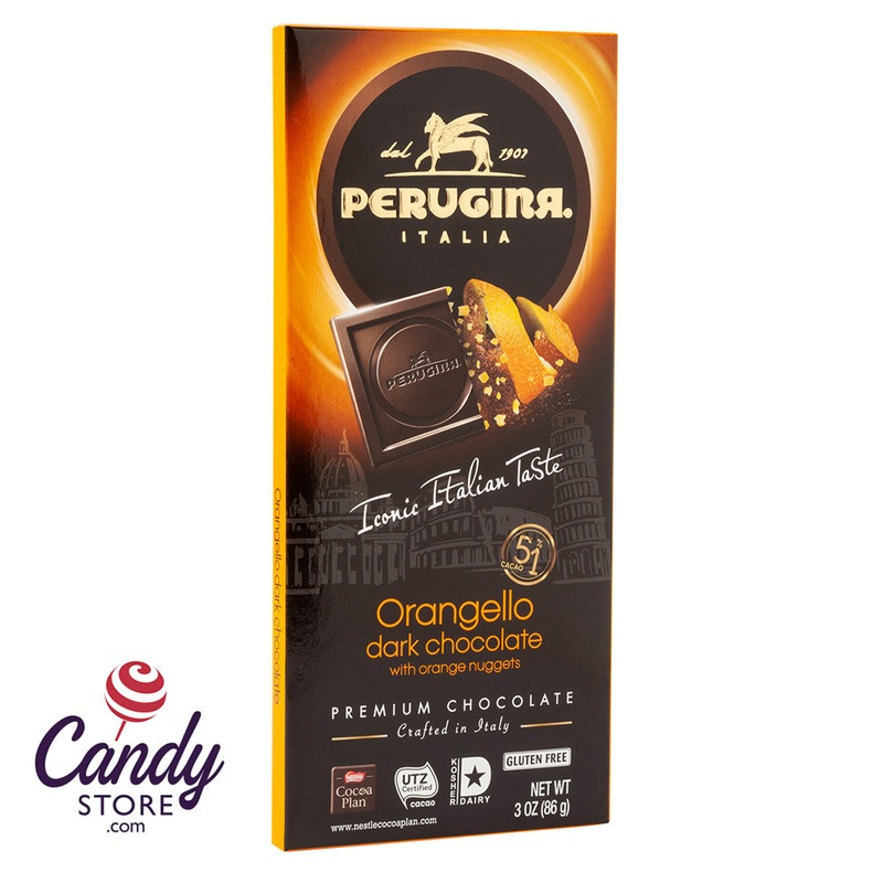 Dark Chocolate Orangello Bars w Orange Nuggets Perugina – 12ct