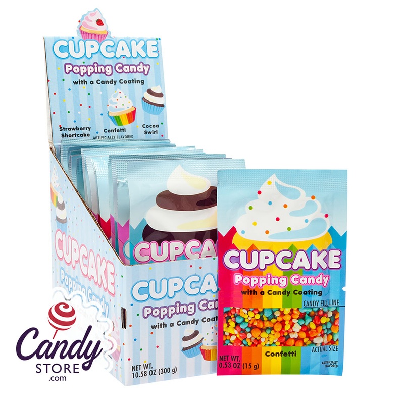 Koko’s Cupcake Popping Candy With Candy Coating 3 Assorted Flavors 0.53oz – 20ct