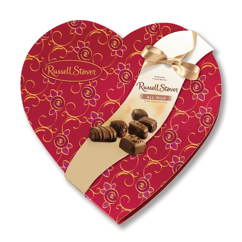 Russell Stover Milk Chocolate Valentines Heart 14oz – 12ct