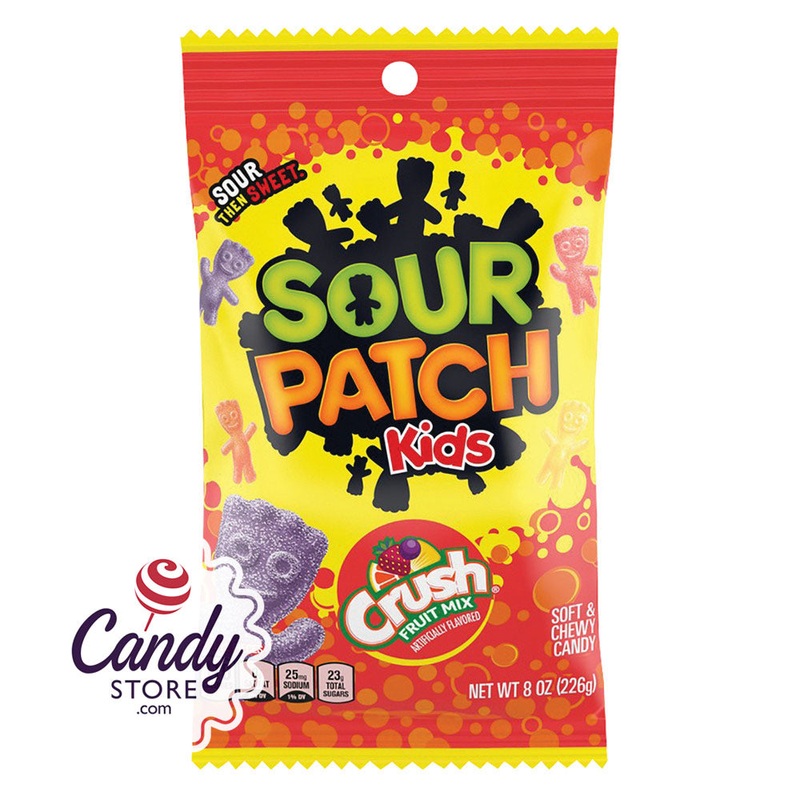 Sour Patch Kids Crush Fruit Mix 8oz Peg Bags – 12ct