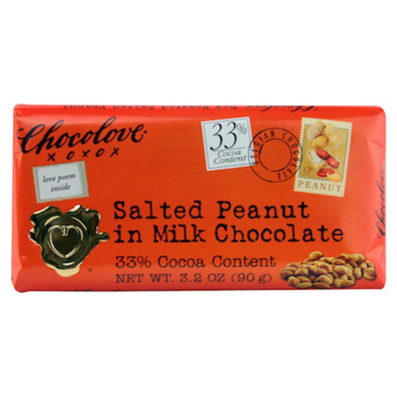 Chocolove Xoxo Salted Peanut Milk Chocolate Bars – 12ct