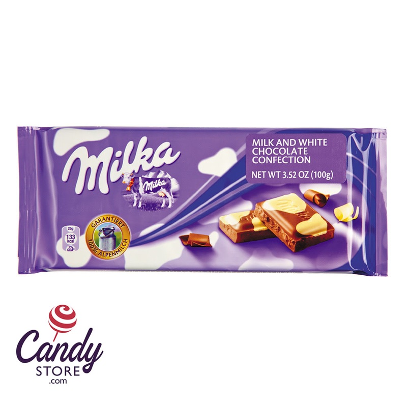 Milka Happy Cow Milk And White Chocolate Bar 3.5oz – 23ct