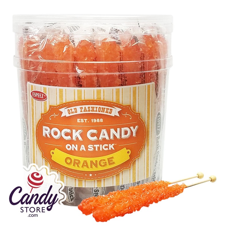Orange Rock Candy Crystal Sticks – 36ct Jar
