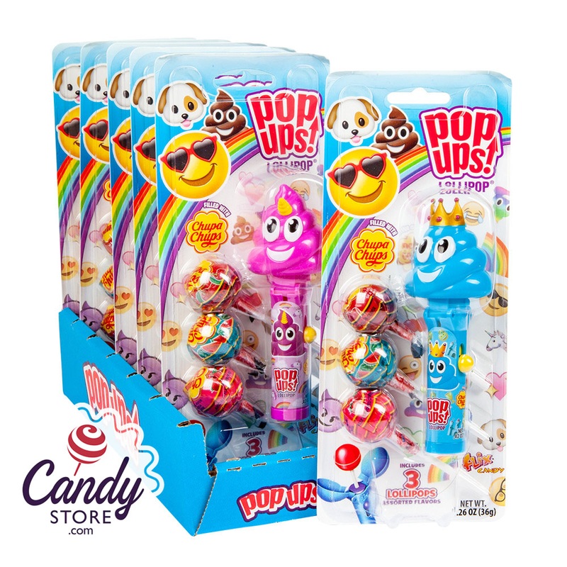 Pop Ups Emoji Lollipop 1.26oz Blister Pack – 6ct