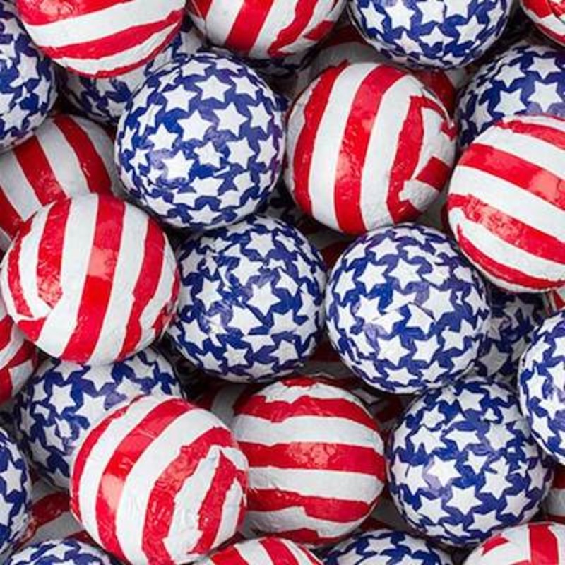 Stars & Stripes Foil Chocolate Balls – 5lb