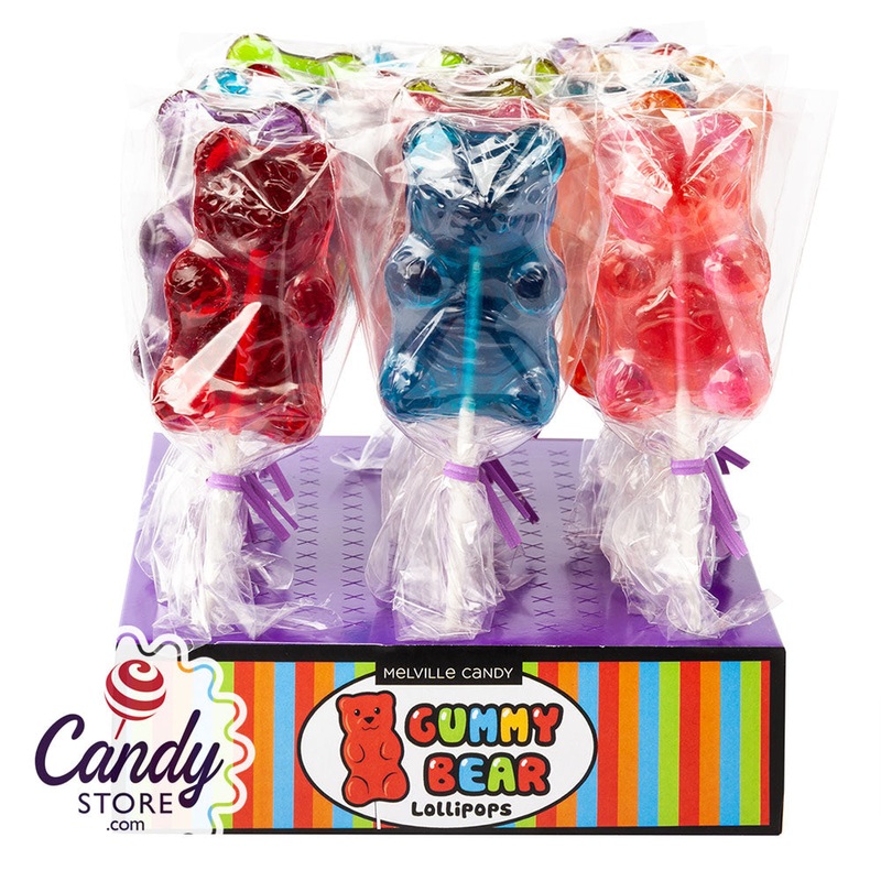 Sugar Bear Gummy Bear Shaped 1oz Lollipop – 24ct