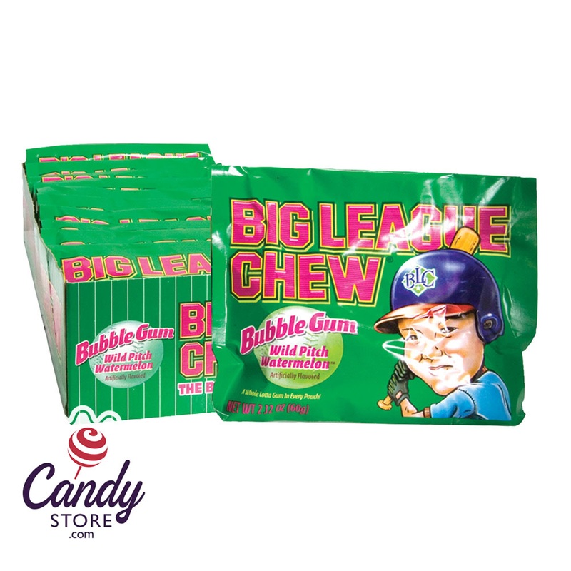 Big League Chew Watermelon Bubblegum 2.1oz Pouch – 12ct