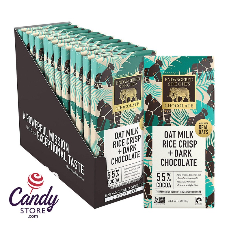 Endangered Species Chocolate Bars Gorilla Vegan Dark Chocolate & Rice Crisp – 12ct