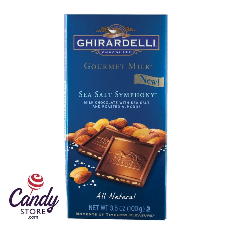 Ghirardelli Milk Chocolate Sea Salt Almond Bar – 12ct