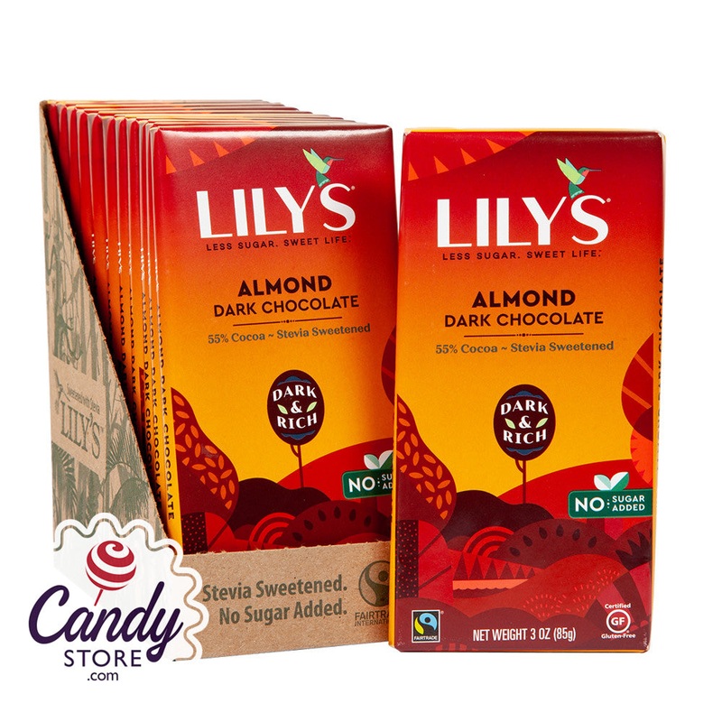 Lily’s Almond 55% Dark Chocolate Bars – 12ct