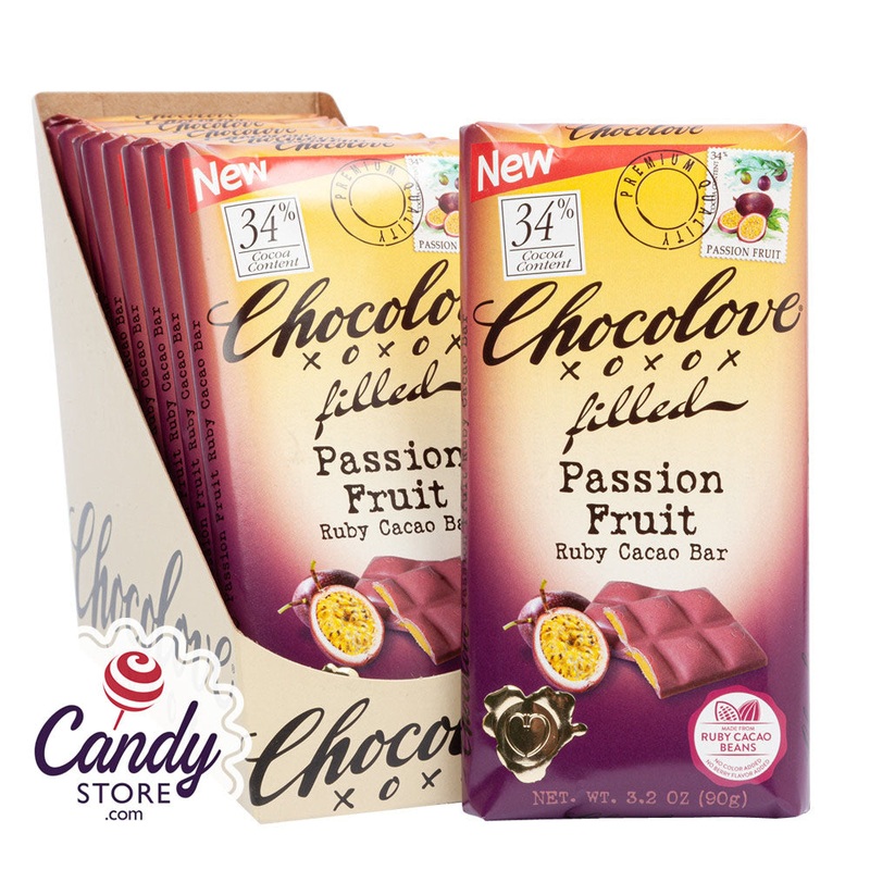 Passion Fruit Ruby Cocoa Chocolove 3.2oz Bar – 10ct