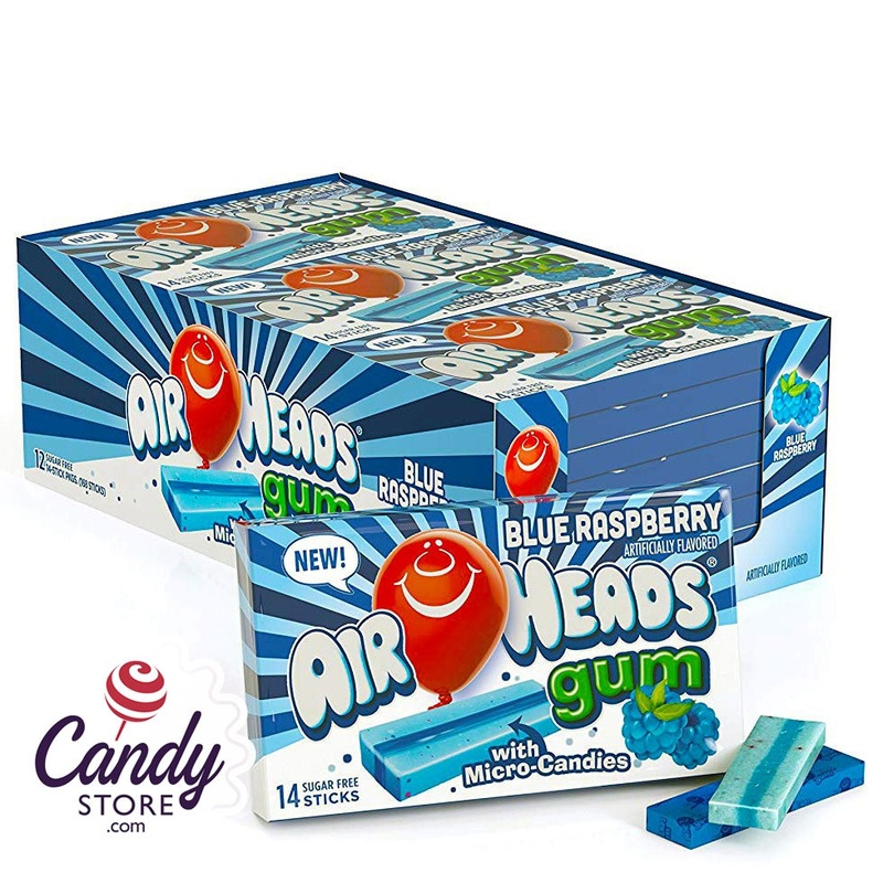 Sugar Free Blue Raspberry Airheads Gum 14-Piece 1.19oz – 12ct