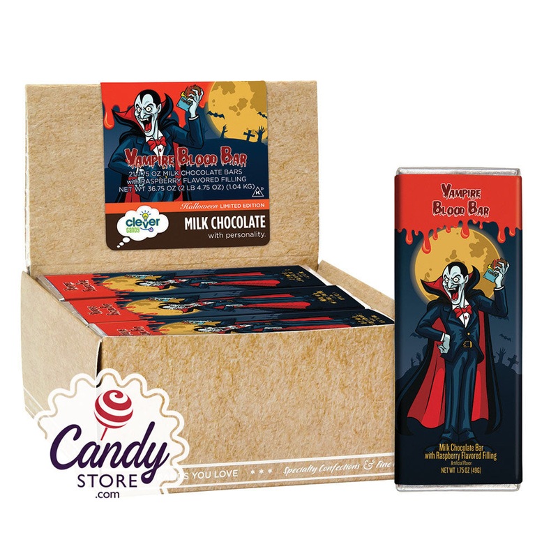 Vampire Blood Milk Chocolate Red Gooey Center 1.75oz Bar – 21ct