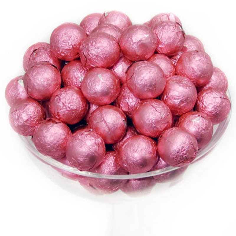 Bright Pink Foil Chocolate Balls – 10lb
