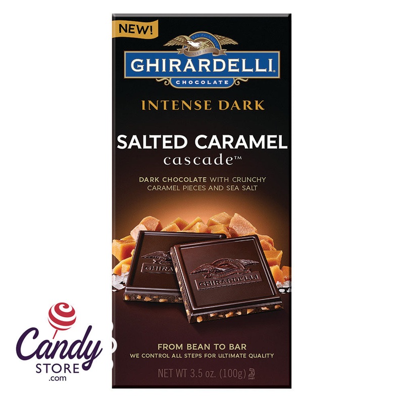 Ghirardelli Sea Salt Caramel Cascade Intense Dark Chocolate Bars – 12ct