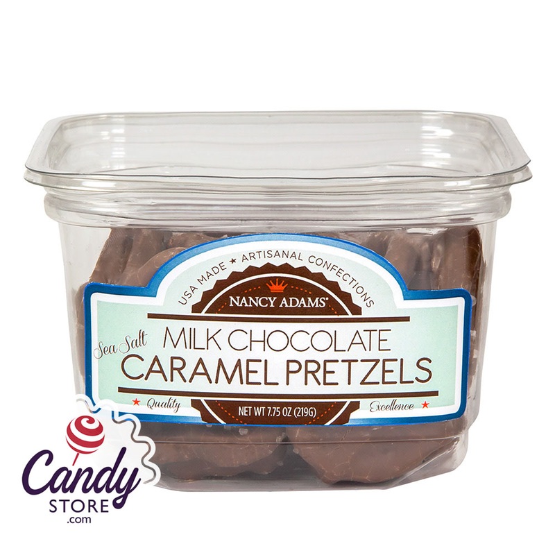 Milk Chocolate Caramel Pretzels 7.75oz Tub Nancy Adams – 12ct