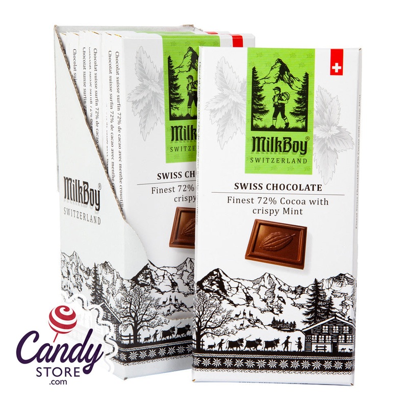 Milkboy Crispy Mint 72% Swiss Dark Chocolate Bars – 10ct