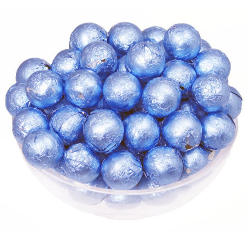 Pastel Blue Foil Chocolate Balls – 10lb