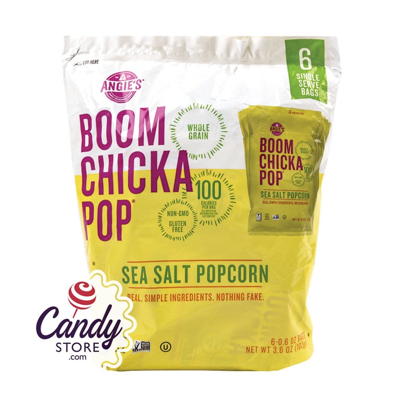 Angie’s Boomchickapop Sea Salt Popcorn Snack Pack 6oz Pouch – 4ct