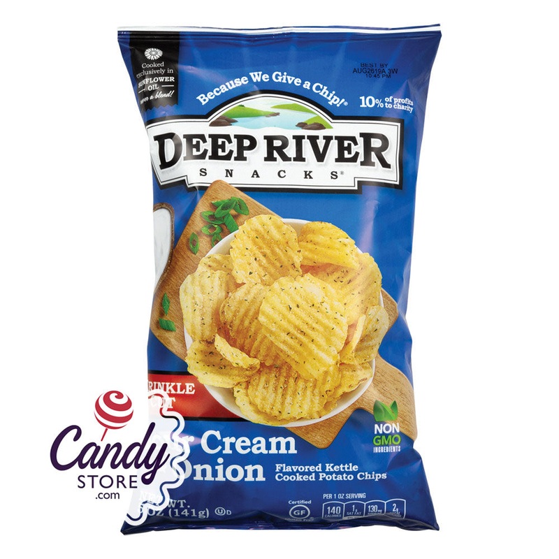 Deep River Sour Cream & Onion Krinkle Cut Kettle Chips 5oz Bags – 12ct
