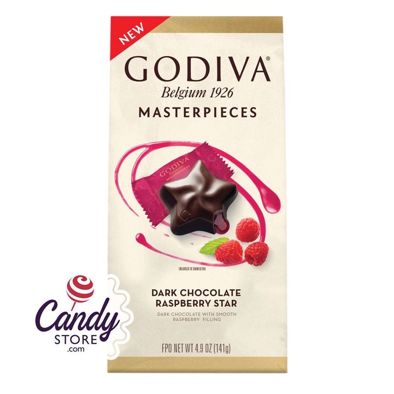 Godiva Masterpieces Raspberry Dark Chocolate Stars 5oz Pouch – 6ct
