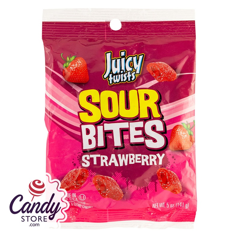Kenny’s Juicy Twists Sour Bites Strawberry 5oz Peg Bag – 12ct