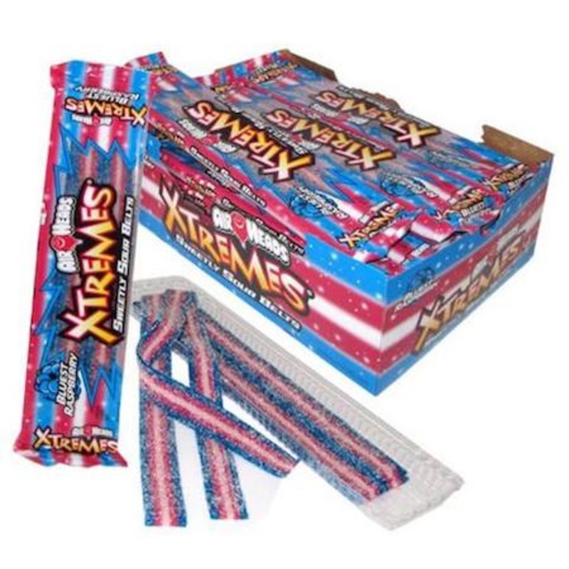 Airheads Extreme Sour Belts Blue Raspberry – 18ct